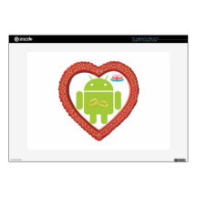 Bug Droid Heart (Love) Two Gold Rings Pink Cake 15" Laptop Skin