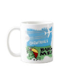 Bug running away from chemtrail plane coffee mug