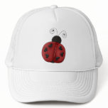 zaz_trucker_hat - Buggin' You Again - country critters for the garden lover. Cute and whimsical ladybug with heart-shaped dots and curly antennae. Created using artwork by Country Life Graphics.: Sizes  Available colors: white_white