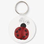 round_keychain - Buggin' You Again - country critters for the garden lover. Cute and whimsical ladybug with heart-shaped dots and curly antennae. Created using artwork by Country Life Graphics.: Sizes  Available colors: 0