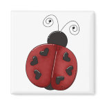 square_magnet - Buggin' You Again - country critters for the garden lover. Cute and whimsical ladybug with heart-shaped dots and curly antennae. Created using artwork by Country Life Graphics.: Sizes  Available colors: 0