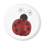 round_magnet - Buggin' You Again - country critters for the garden lover. Cute and whimsical ladybug with heart-shaped dots and curly antennae. Created using artwork by Country Life Graphics.: Sizes  Available colors: 0
