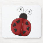 standard_mousepad - Buggin' You Again - country critters for the garden lover. Cute and whimsical ladybug with heart-shaped dots and curly antennae. Created using artwork by Country Life Graphics.: Sizes  Available colors: 0