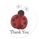 round_sticker - Buggin' You Again - country critters for the garden lover. Cute and whimsical ladybug with heart-shaped dots and curly antennae. Created using artwork by Country Life Graphics.: Sizes  Available colors: 0