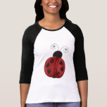 ladies_fitted_raglan - Buggin' You Again - country critters for the garden lover. Cute and whimsical ladybug with heart-shaped dots and curly antennae. Created using artwork by Country Life Graphics.: Sizes s,m,l,xl Available colors: whiteblack