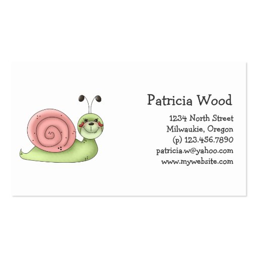 Buggin' You · Green & Pink Snail Business Card (front side)