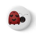 round_button - Buggin' You too - country critters for the garden lover. A whimsical and smiling red ladybug with heart-shaped black dots. Created using artwork by Country Life Graphics.: Sizes  Available colors: 0