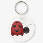 round_keychain - Buggin' You too - country critters for the garden lover. A whimsical and smiling red ladybug with heart-shaped black dots. Created using artwork by Country Life Graphics.: Sizes  Available colors: 0