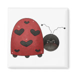 square_magnet - Buggin' You too - country critters for the garden lover. A whimsical and smiling red ladybug with heart-shaped black dots. Created using artwork by Country Life Graphics.: Sizes  Available colors: 0