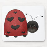 standard_mousepad - Buggin' You too - country critters for the garden lover. A whimsical and smiling red ladybug with heart-shaped black dots. Created using artwork by Country Life Graphics.: Sizes  Available colors: 0