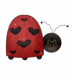 kids_ladies_casual_ringer_tshirt - Buggin' You too - country critters for the garden lover. A whimsical and smiling red ladybug with heart-shaped black dots. Created using artwork by Country Life Graphics.: Sizes s,m,l,xl Available colors: whiteblack
