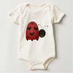 infant_creeper_organic - Buggin' You too - country critters for the garden lover. A whimsical and smiling red ladybug with heart-shaped black dots. Created using artwork by Country Life Graphics.: Sizes s,m,l,xl Available colors: natural