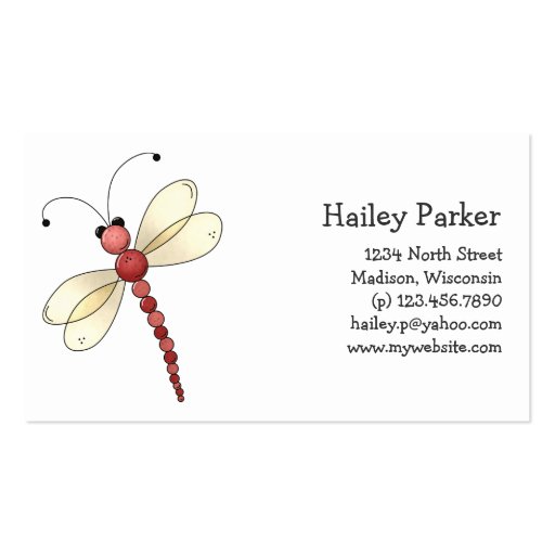 Buggin' You Too · Red Dragonfly Business Card Templates (front side)