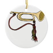 Bugle Horn With Cord Graphic Image Trumpet Design Christmas Tree Ornaments