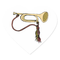 Bugle Horn With Cord Graphic Image Trumpet Design Stickers