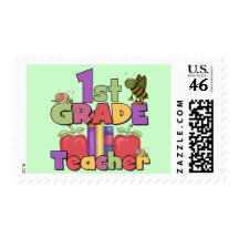Bugs and Apples 1st Grade Tshirts and Gifts Postage Stamp