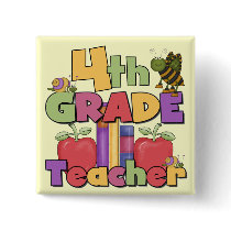 Bugs and Apples 4th Grade Tshirts and Gifts buttons
