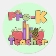 Bugs and Apples Pre-K Teacher Round Sticker