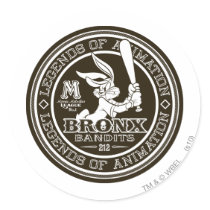 Bugs Bunney Bronx Bomber's Round Logo B/W Stickers