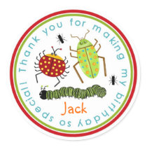 Bugs Insects Ladybugs Ants Birthday Favor Stickers
