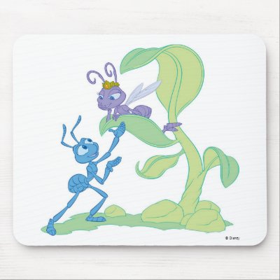 Bug's Life Flik talking to Princess Atta on a leaf mousepads