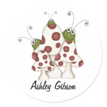 Bugs & Mushrooms Sticker Personalized