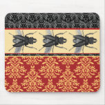 Bugs on Brocade - Elegant Damask, Creepy Beetle! Mouse Pad