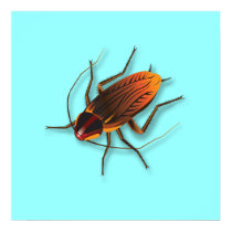 Bugzeez_The Artful Roach on aqua marine posters