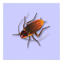 Bugzeez_The Artful Roach on mauve posters