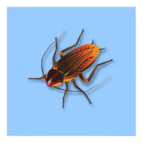 Bugzeez_The Artful Roach on powder blue posters