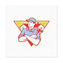 Builder Construction Worker Hammer House Canvas Print