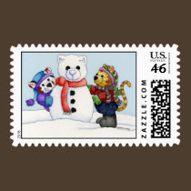 Building a Snow Cat Postage Stamp