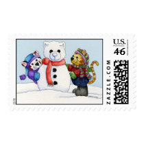 Building a Snow Cat Postage Stamp