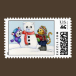 Building a Snow Cat Postage Stamp stamps
