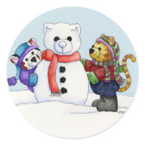 Building A Snow Cat Sticker