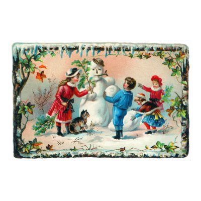 Building a Snowman  c.1890 Print by Victorian_Traditions
