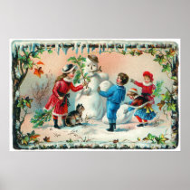 Building a Snowman  c.1890 Print