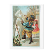 Building a Snowman Postcard