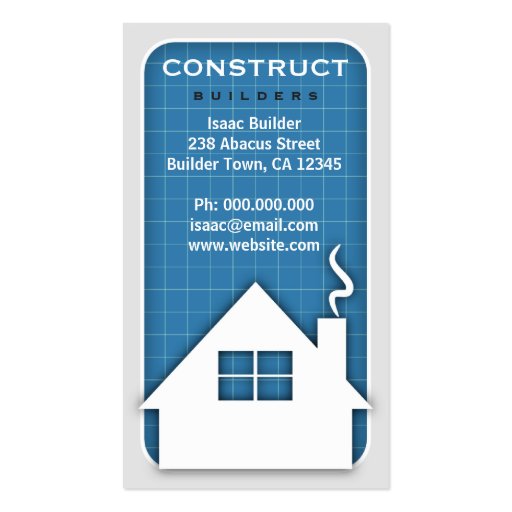 Building and Construction Blueprint Business Cards (front side)
