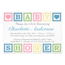 Building Blocks Baby Shower Invitiations (Blue) Announcement