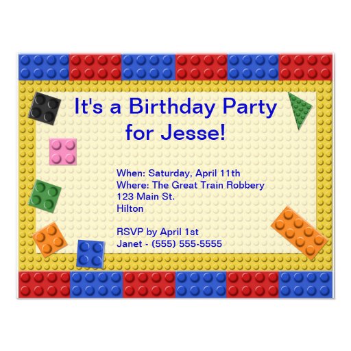 Building Blocks Invitation in Primary Colors