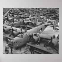 Building the B24 Fleet 1943 BW Print