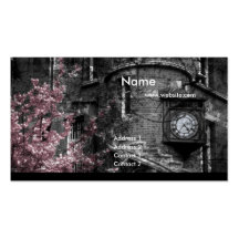 Building with Pink Bushes/Grunge Business Cards