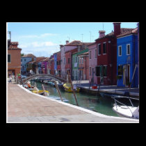 Buildings in Burano, Venice postcards