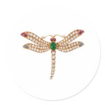 BULGARI DIAMOND DRAGONFLY. BEAUTIFUL BLING BLING ROUND STICKER
