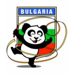 This adorable little panda bear is too cute! Featured in front of a large flag from Bulgaria, this panda is getting ready to do a rhythmic gymnastics routine with a gymnastics ribbon! This cute design is perfect for gymnasts and gymnastics fans.