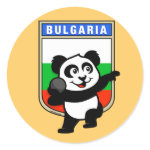 This adorable little panda is too cute! He's featured in front of a flag from Bulgaria and ready to throw his shot in a track and field shot put competition. This cute design is perfect for athletes and shot put fans.