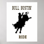"Bull Bustin' Ride" Western Rodeo Poster