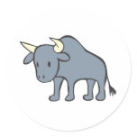Bull Cartoon Round Sticker