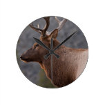 Bull Elk Round Clock